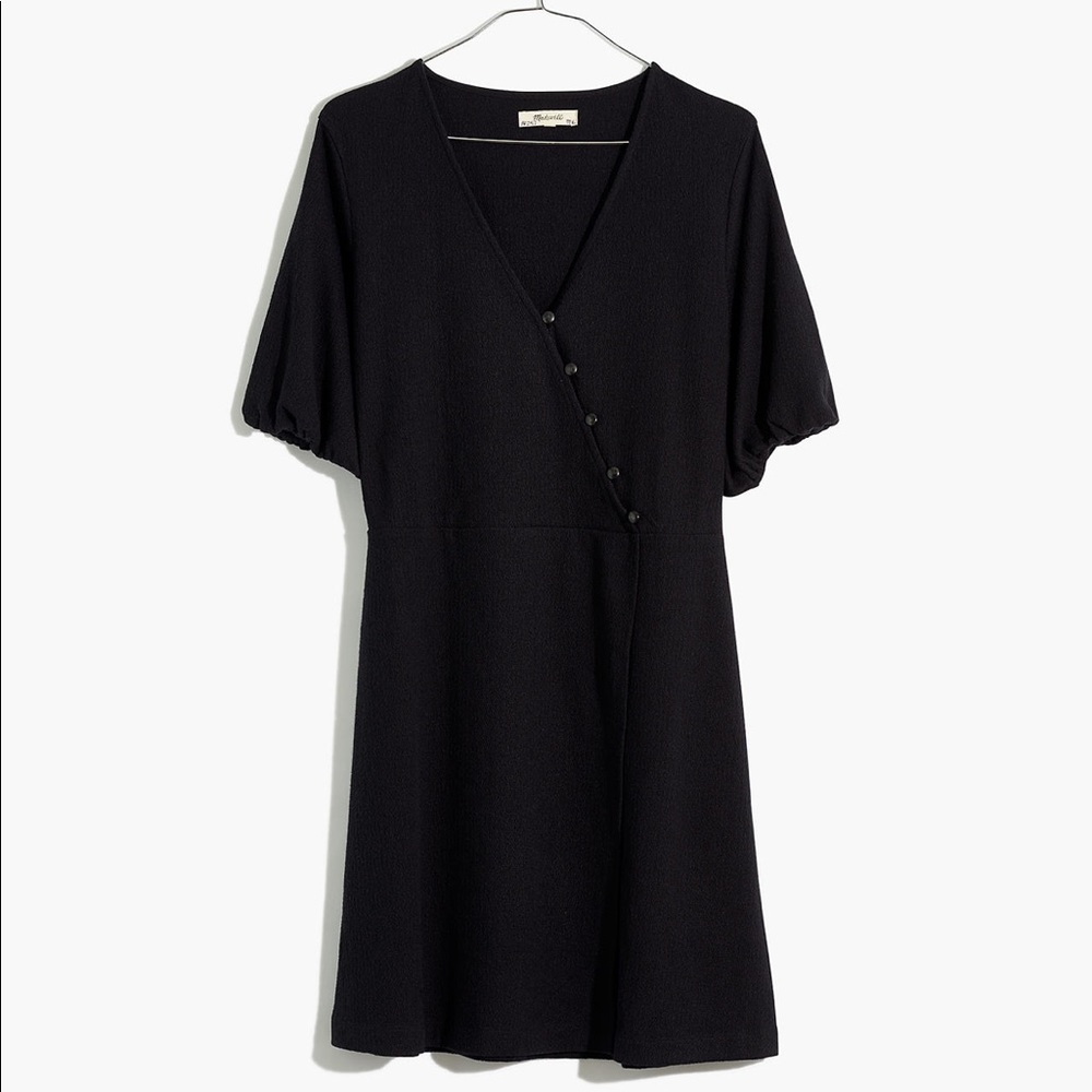 Madewell Cross-Front Button Dress (Black)